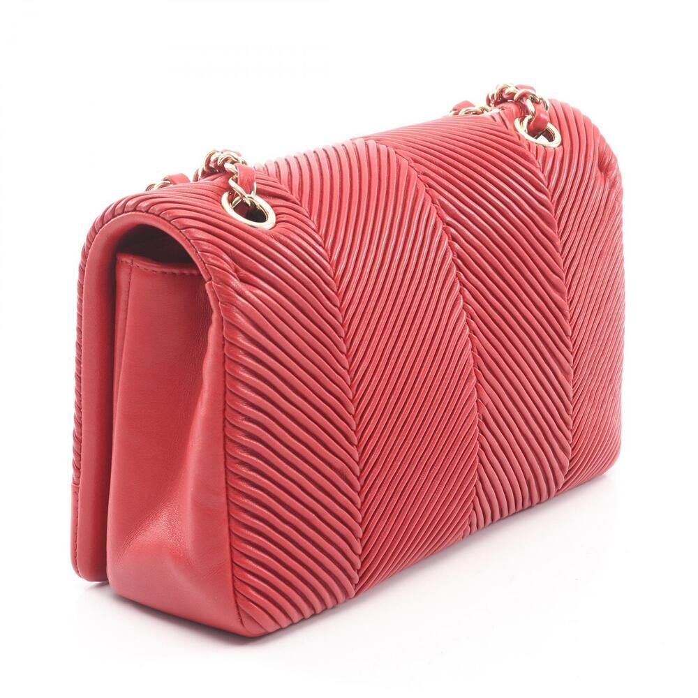 Chanel Coco Mark Leather Lambskin Shoulder Bag Red Sheepskin Red